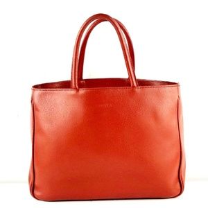 Vintage Furla Red Leather Satchel Tote Purse